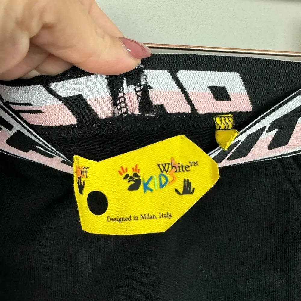 OFF-WHITE | NEW Kid’s Fleece Black Skirt with Pink White Waistband Girls Size 6